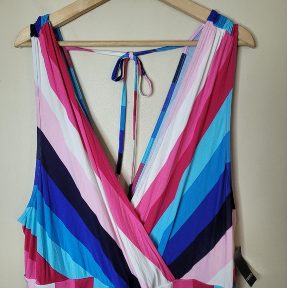 Torrid Supersoft Surplice Jumpsuit NWT 4X Vibrant Striped Wide Leg Plus Size - Picture 5 of 9